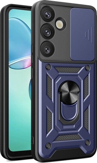 Hurtel Hybrid Armor Camshield Deksel med kamerabeskyttelse og metallring for Samsung Galaxy S25+ Blå