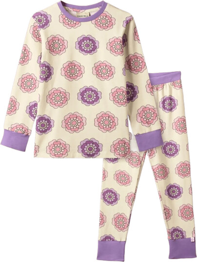 Småfolk Jubilee Nightwear Set With Flowers Cream 98 104