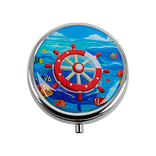 Pilleboks Maritime Motiv Rund Metall Pilleboks ROR