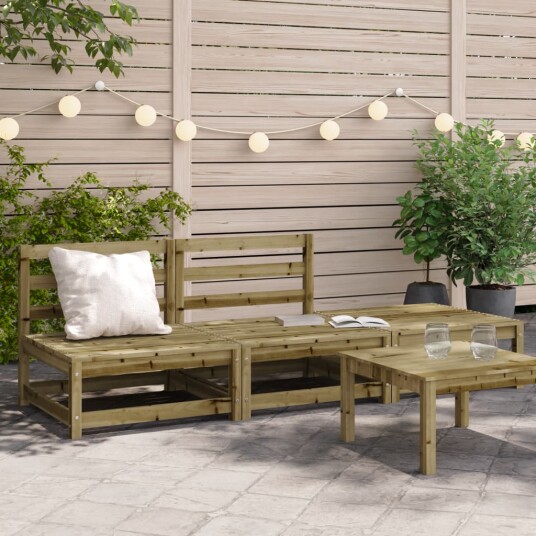 Hagesofa uten armlener med fotskammel impregnert tre furu 837969 Hagesofa uten armlener med fotskammel impregnert tre furu 837969