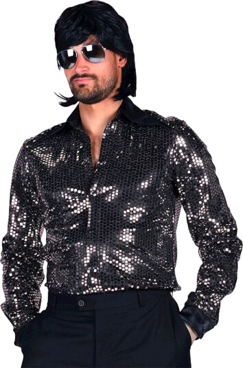 Thetru B.v. Disco Skjorte Herre Svart Sølv Deluxe X-Large 3829-1700-00XL