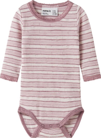 Name It Body I/e NbfWang Snow White/Violet Ice/Sopp Name It 1½ år (86) Langermet Body Hvit Rosa