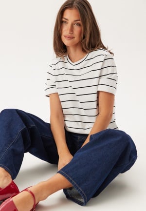 SELECTED FEMME Slfessentail Striped Boxy Tee Bright White Print:BLACK XS