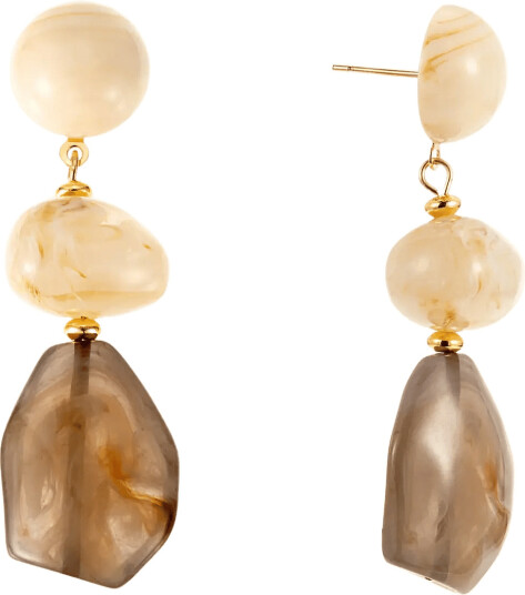 By Jolima Resin Drop Earring   Grey   ONE SIZE 6 cm
