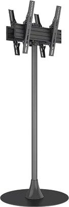 Multibrackets M stand - for 2 flat panels - single pole floorbase round B2B - black - Max 100 kg - recommended for 65"