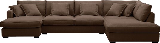 Rossita Lyx 5 seters venstrevendt U formet ekstra dyp sofa med divan og sjeselong i manchester   Mørkebrun