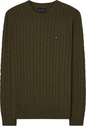 Lexington Clothing Cotton Cable Knitted Sweater Khaki green L
