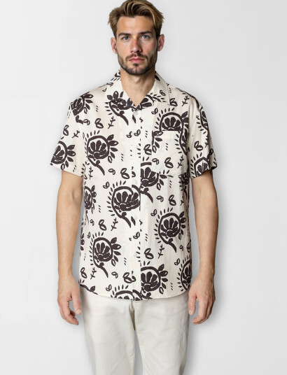 Clean Cut Copenhagen Bowling Ricco Shirt Ss - Beige - L