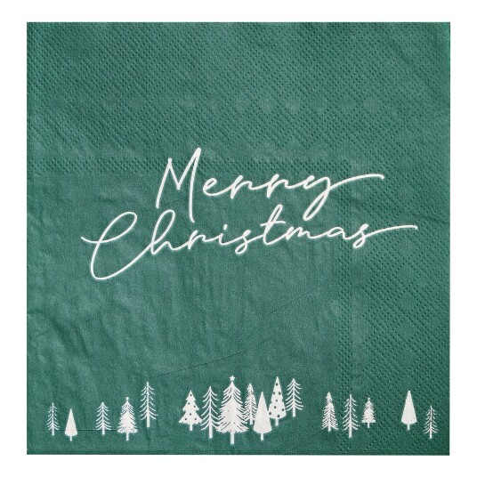 Ginger Ray Servietter Merry Christmas Grønne - 16-pakning