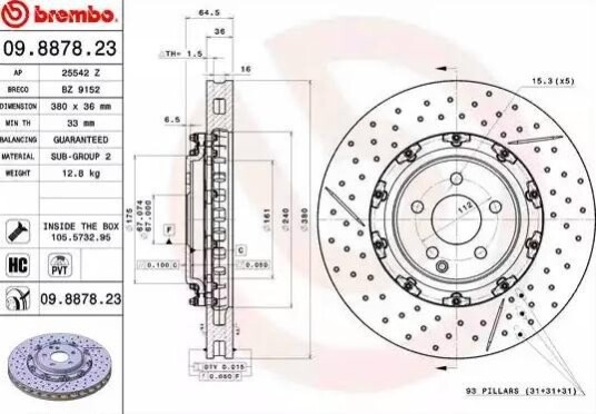 Bremseskive BREMBO 09.8878.23