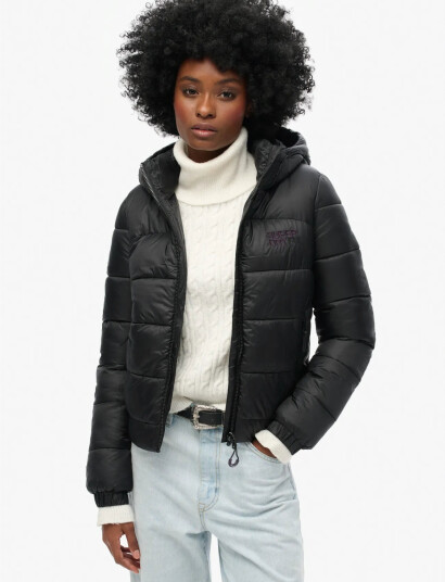 Superdry Sports Puffer Bomber Jacket Black 38 Superdry Sports Puffer Bomber Jacket Black 38