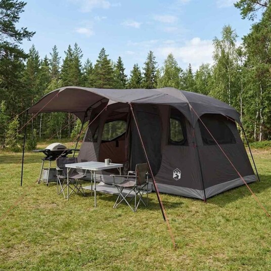 telt 6 personers Brun grå Polyester og stål telt 6 personers Brun grå Polyester og stål