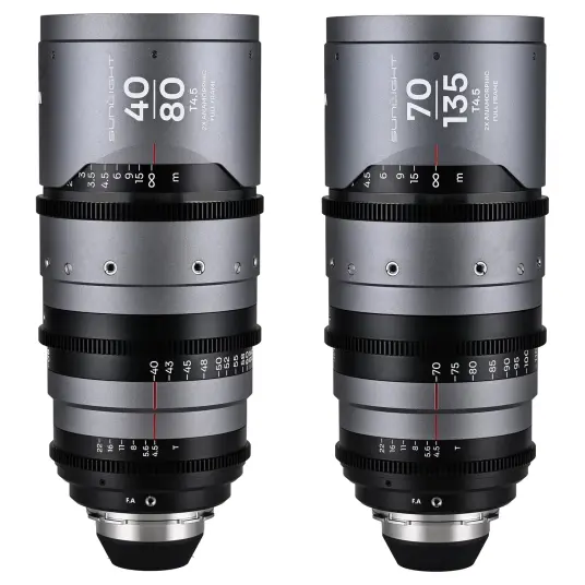 Laowa Sunlight 40 80mm/70 135mm T4.5 2x Bundle. Anamorphic Zoom Clear Arri PL
