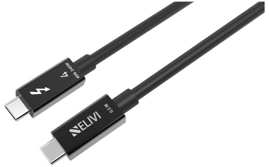 Elivi Thunderbolt 4 kabel 0,5 m 240W | 40Gbps | Svart