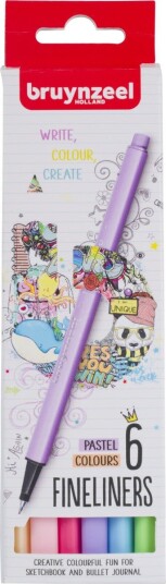 Bruynzeel Fineliners Pastel Colours 6stk