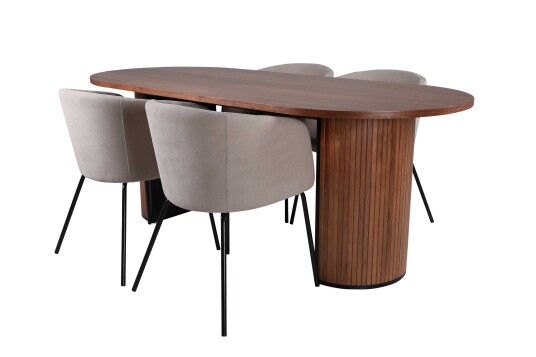 Venture Design Bianca & Berit spisegruppe Beige/natur 4 stoler & bord 200 x 90 cm