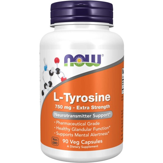 NOW Tyrosine 750 mg 90 stk NOW Tyrosine 750 mg 90 stk