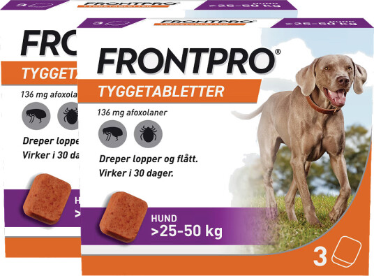 Frontpro 136 Mg Tyggetabletter Til Hund 2 X 3 Stk. Frontpro 136 Mg Tyggetabletter Til Hund 2 X 3 Stk.