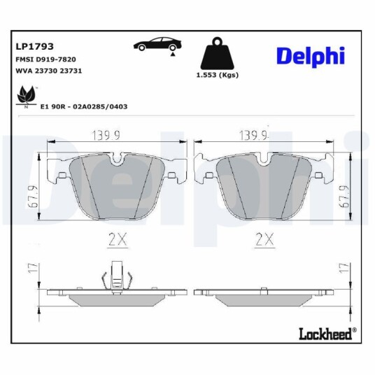 Bremseklosser DELPHI LP1793