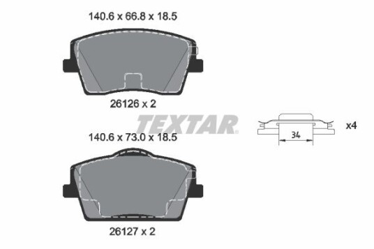 Bremseklosser TEXTAR 2612601 Bremseklosser TEXTAR 2612601