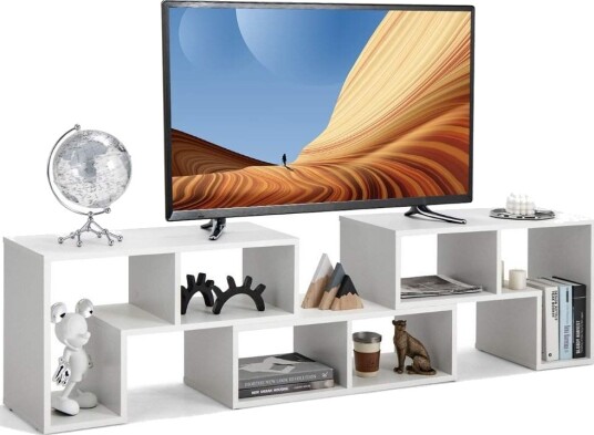 3 delt TV skap i tre for TV er opptil 65" Fritt kombinerbart TV stativ hvit