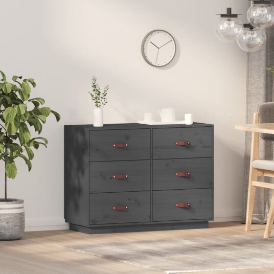 vidaXL Skjenk grå 100x40x75 cm heltre furu vidaXL Skjenk grå 100x40x75 cm heltre furu
