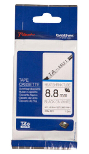 Brother Krympestrømpe Brother HSE-221 8,8mm x 1,5m, Sort på hvit - 91459 Brother Krympestrømpe Brother HSE-221 8,8mm x 1,5m, Sort på hvit - 91459