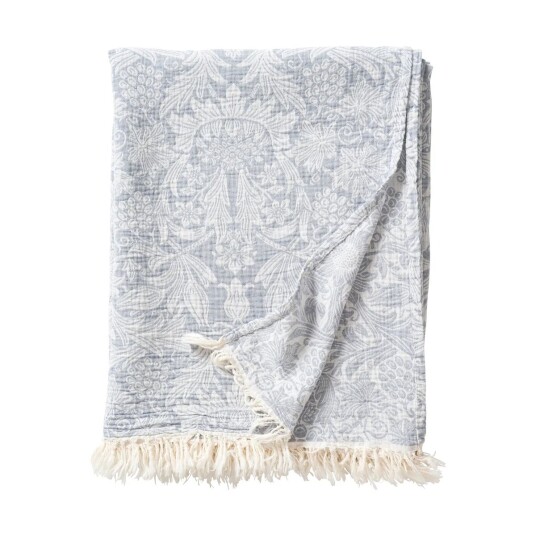 Klippan Yllefabrik Sunflower bomullspledd 140 x 200 cm Dark denim