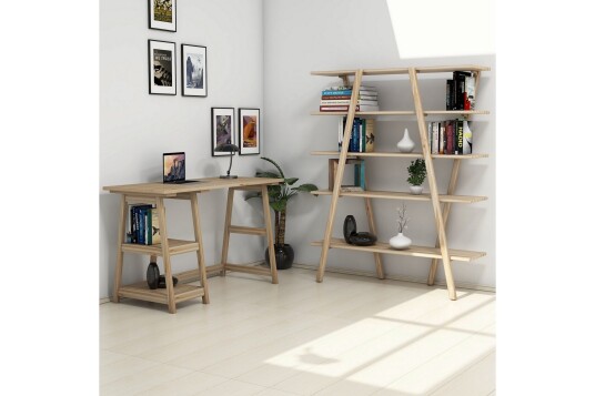 Puqa Design Skrivebord 120 cm med Oppbevaring Hyller Brun