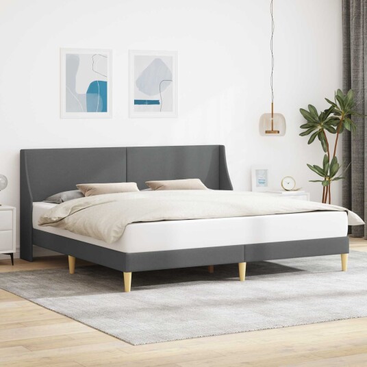  Sengestamme med hodegjerde Mørkegrå 180 x 200 cm Stoff