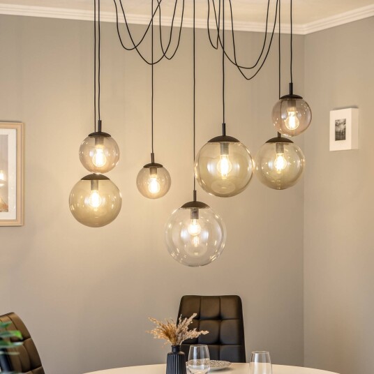 TK Lighting Esme pendellampe glass flerfarget 7-lys desentralisert