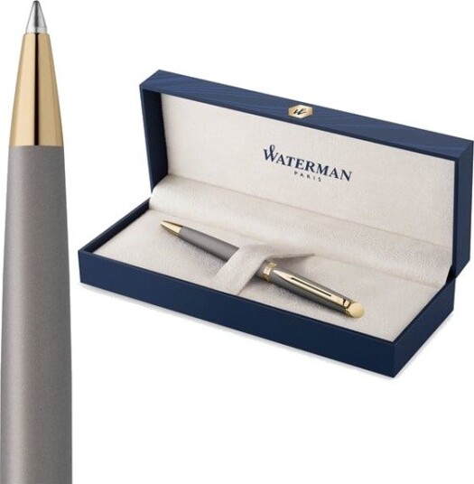 Waterman Hmisphre Ballpoint Pen Stone Grey Medium Point with Blue Ink Gift Box