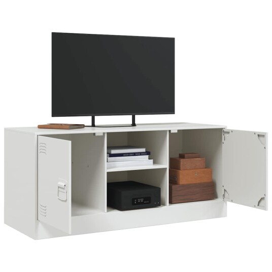  TV-benk hvit 99x39x44 cm stål