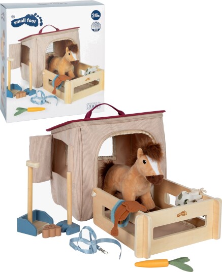 Small Foot Lekesett Hest Med Stall I Veske Small Foot Lekesett Hest Med Stall I Veske