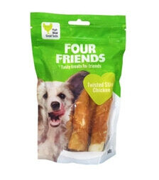 Fourfriends Dog Twisted Stick Chicken 12.5 cm 4-Pack