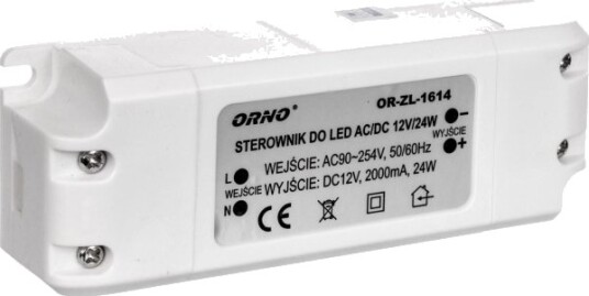 Orno Led Strømforsyning 12V Dc 24W 2A Ip20 Or Zl 1614 Orno Led Strømforsyning 12V Dc 24W 2A Ip20 Or Zl 1614