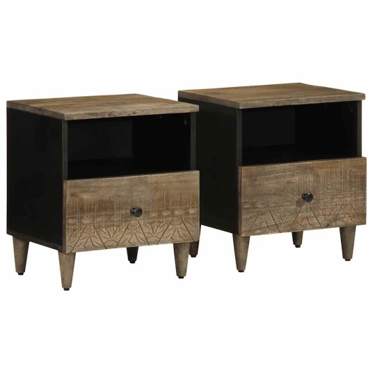  Nattbord 2 stk lysegrå 40x33x46 cm heltre mango 8721158448927