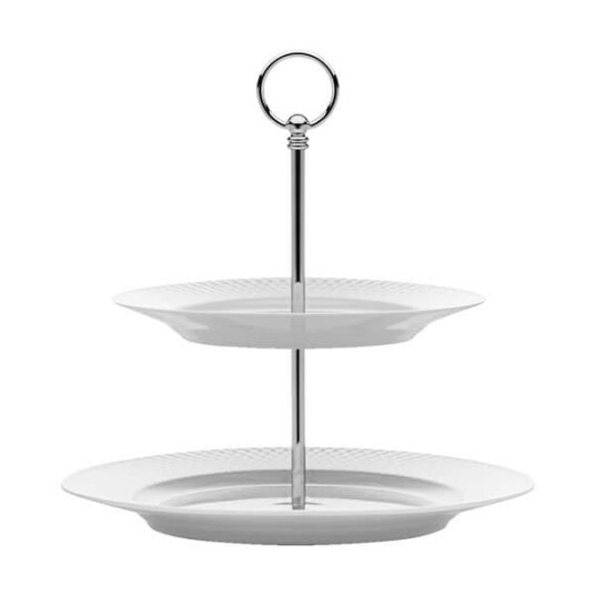 Lyngby Porcelæn Rhombe kakefat Ø 27 cm hvit