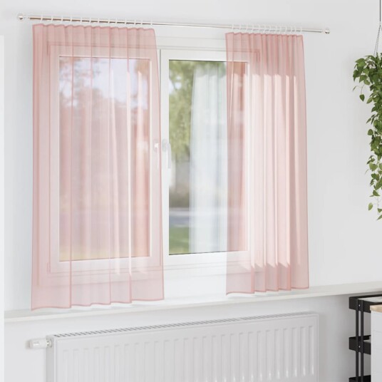 Voilegardiner med hemper 2 stk rosa 140x175 cm 8721158553034 Voilegardiner med hemper 2 stk rosa 140x175 cm 8721158553034