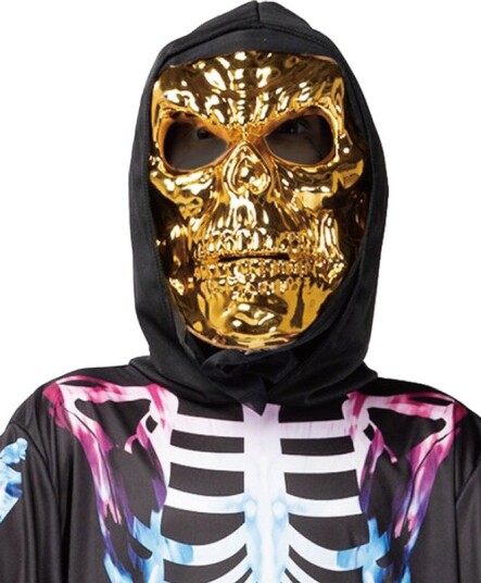 Halloween Gull Skjelettmaske med Hette
