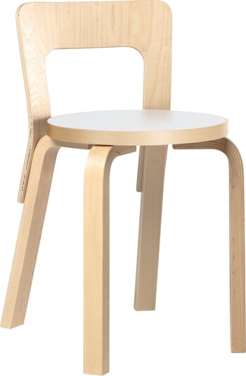 Artek 65 Spisestuestol Hvit Laminert Bjørk