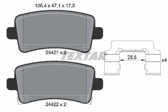 Bremseklosser TEXTAR 2442102 Bremseklosser TEXTAR 2442102