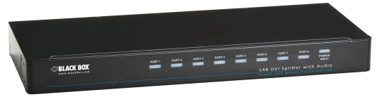 BLACK BOX DVI-D Splitter with Audio and HDCP, 1 x 8 - video/lyd-splitter - 8 porter - TAA-samsvar BLACK BOX DVI-D Splitter with Audio and HDCP, 1 x 8 - video/lyd-splitter - 8 porter - TAA-samsvar