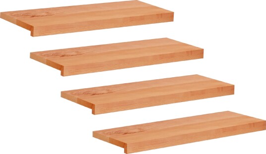 vidaXL Trappetrinn 4 stk. 80 x 30 x 2 cm Lakk Massiv bøketre