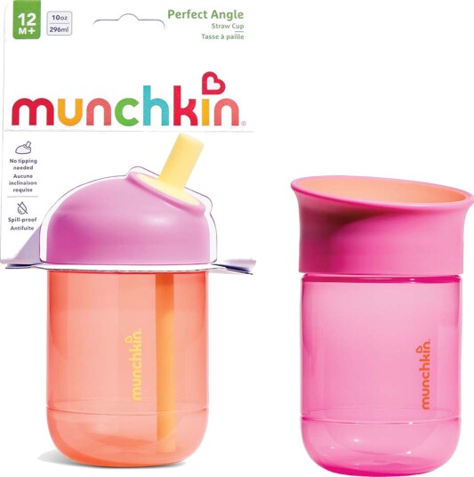 Munchkin Miracle 360 & Sugerørskopp 2-Pakning, Coral/Purple
