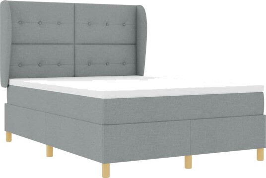 Box Spring Seng med Madrass Lys Grå 140x200 cm Stoff Box Spring Seng med Madrass Lys Grå 140x200 cm Stoff