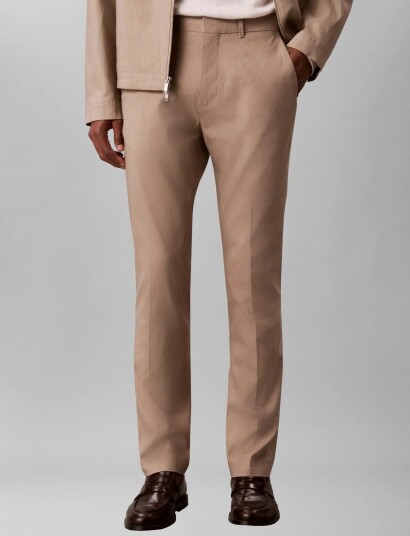 Calvin Klein Slim Linen Lyocell Pant Beige 36 x 32 Calvin Klein Slim Linen Lyocell Pant Beige 36 x 32