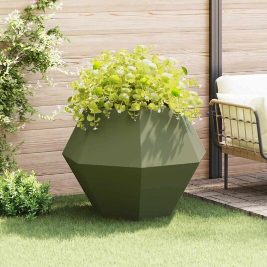 vidaXL Plantekassed Olivengrønn 100 x 100 x 80 cm Stål vidaXL Plantekassed Olivengrønn 100 x 100 x 80 cm Stål