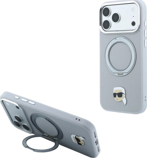 Karl Lagerfeld 360° Ring Stand MagSafe-etui til iPhone 18/17 Pro - Grå
