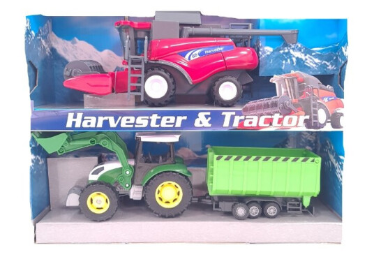 Lekebilsett 2-Pakning 1:32 Høster og Traktor